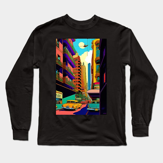 Anime city Vintage style Long Sleeve T-Shirt by Nasromaystro